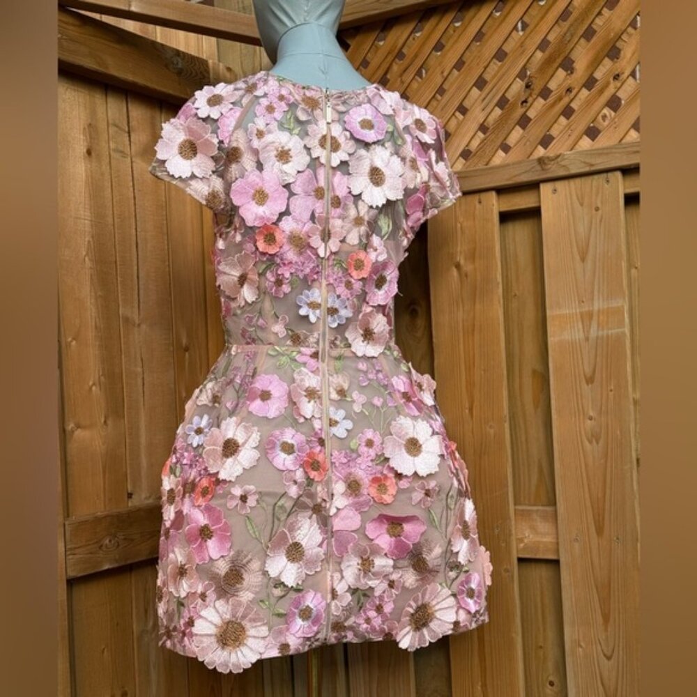 🆕 BRONX & BANCO 🧿 NWOT Jasmine Capsleeve Pink Floral Mini Dress, Sz L US 8 - Picture 11 of 17